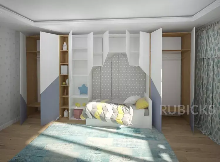 Детская стенка с кроватью и шкафом, Детская стенка с кроватью и шкафом